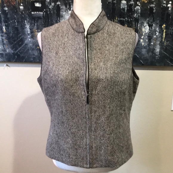 BODES Womens Brown Tweed Zipper Front Fully Lined Vest-Size XL - Picture 1 of 11